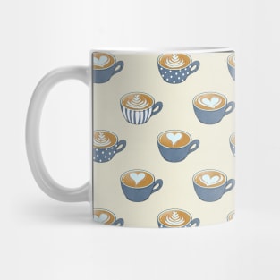 Latte Art in Cute Blue Grey Coffee Mugs Mug